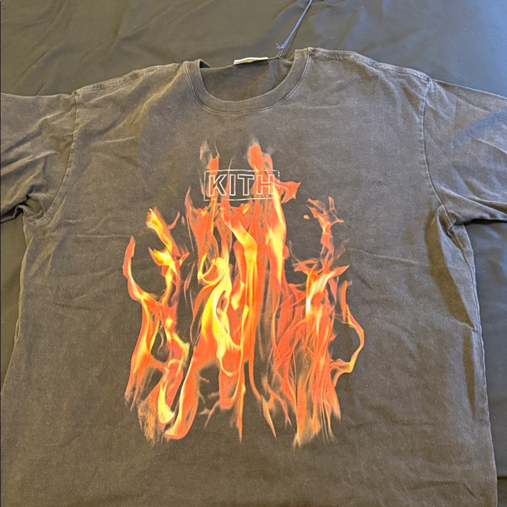 Kith Black and Orange Flame Tee ; Pyro Box Logo Vintage Tee